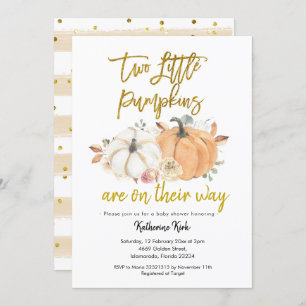 Citrouille Floral Twins Baby shower Invitation