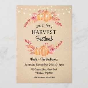 Citrouille Floral Wreath Invitation du festival de