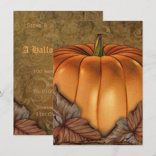 Citrouille géant Moyen Halloween Fête Invitation (Devant / Derrière)