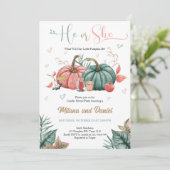 Citrouille Genre Révéler Pink Green Invitation (Debout devant)