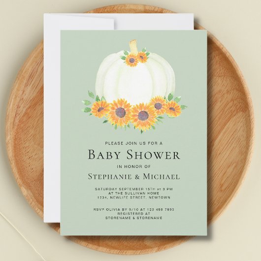 Citrouille Green Couples Baby shower Invitation
