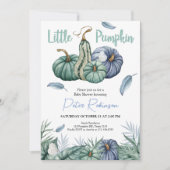 Citrouille Green Floral Boy Baby shower Invitation (Devant)