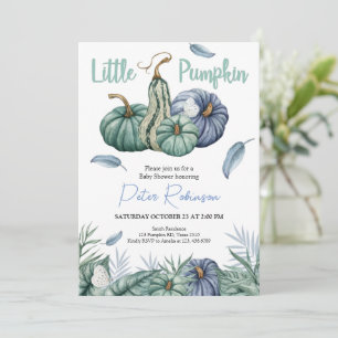Citrouille Green Floral Boy Baby shower Invitation