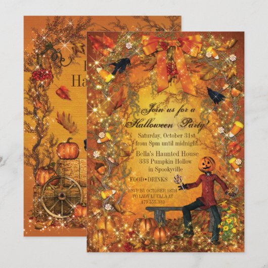 CITROUILLE HALLOWEEN INVITATION PARTI (Devant / Derrière)