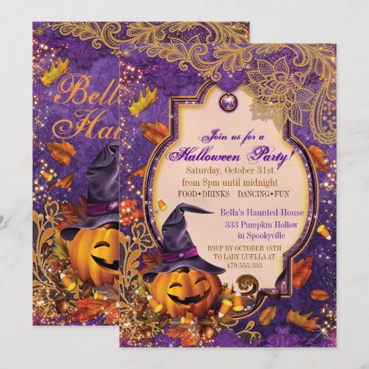 CITROUILLE HALLOWEEN INVITATION PARTI (Devant / Derrière)
