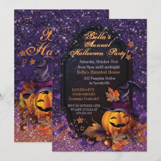 CITROUILLE HALLOWEEN INVITATION PARTI (Devant / Derrière)
