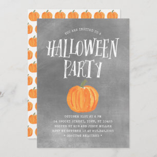 Citrouille Halloween Party Invitation Grey Aquarel