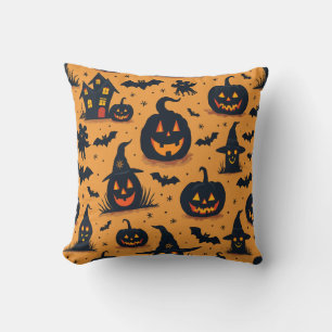 Citrouille Halloween sorcière Casquette Coussin Cu