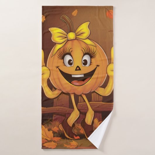 Citrouille heureuse. (Serviette de bain)