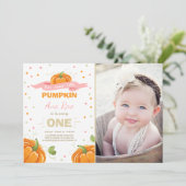 Citrouille Invitation d'anniversaire Pink Premier  (Debout devant)