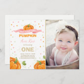 Citrouille Invitation d'anniversaire Pink Premier  (Devant / Derrière)