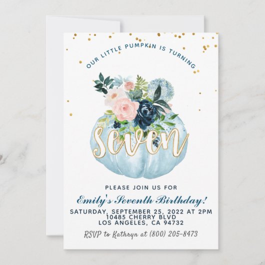 Citrouille Invitation du septième anniversaire (Devant)