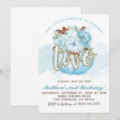 Citrouille Invitation pour le deuxième anniversair (Devant / Derrière)