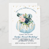 Citrouille Invitation pour le deuxième anniversair (Devant / Derrière)