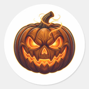 Citrouille Lumineuse Halloween Rond Autocollant Ép