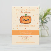 Citrouille mignon 1er anniversaire Invitation (Debout devant)