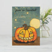 Citrouille mignon contre les invitations de lune (Debout devant)