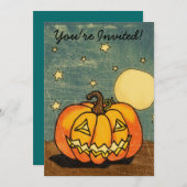Citrouille mignon contre les invitations de lune (Devant / Derrière)
