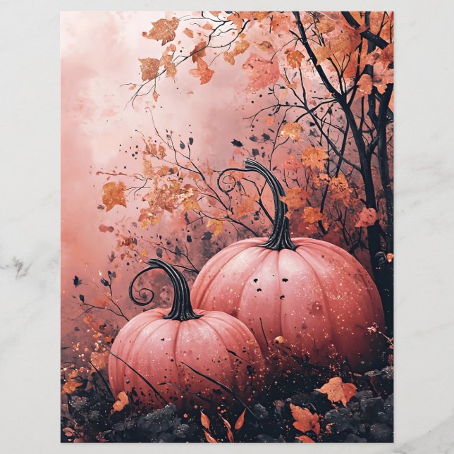 Citrouille noir et rose papier à gratter motif (Devant)