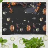 🖤 Citrouille noir King serviette de cuisine 🎃 (Plié)