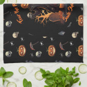 🖤 Citrouille noir King serviette de cuisine 🎃 (Plié)