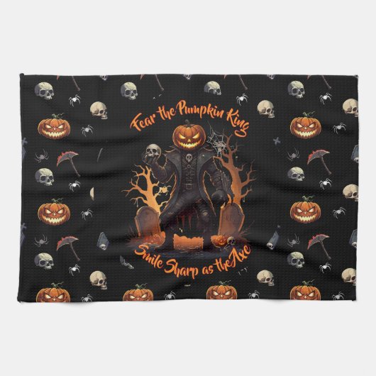 🖤 Citrouille noir King serviette de cuisine 🎃 (Horizontal)