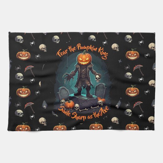 🖤 Citrouille noir King serviette de cuisine 🎃 (Horizontal)