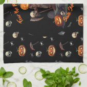 🖤 Citrouille noir King serviette de cuisine 🎃 (Plié)