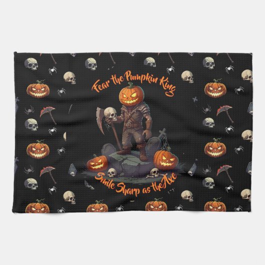 🖤 Citrouille noir King serviette de cuisine 🎃 (Horizontal)