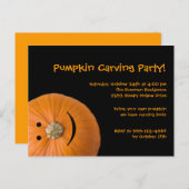 Citrouille noir orange Halloween invitation (Devant / Derrière)