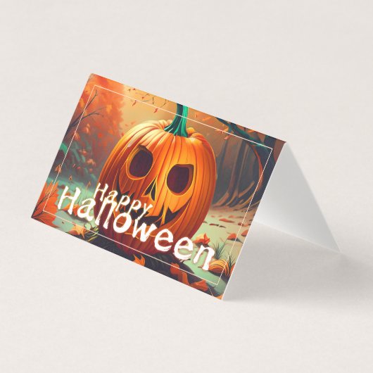 Citrouille orange effrayante avec visage, Hallowee (Front)