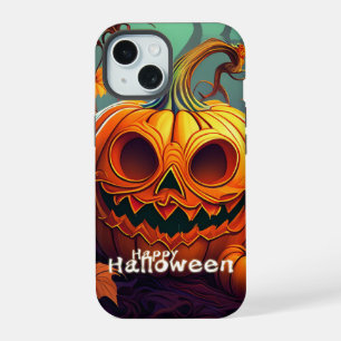 Citrouille orange effrayante avec visage, Hallowee