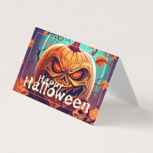 Citrouille orange effrayante avec visage, Hallowee