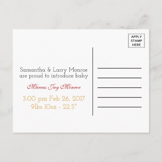 Citrouille Owl & En vichy C'est un bébé Faire-part (Dos)