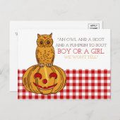 Citrouille Owl & En vichy Nouveau Faire-part bébé (Devant / Derrière)