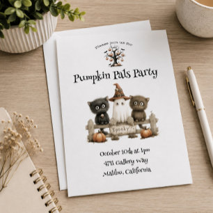 Citrouille Pals Party Cute Halloween Invitation