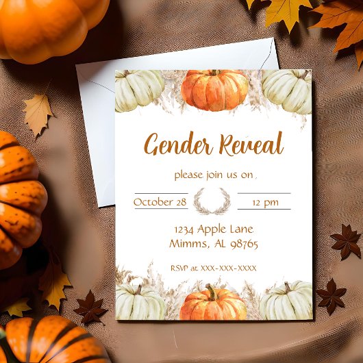 Citrouille Pampas Genre Reveillez Invitation