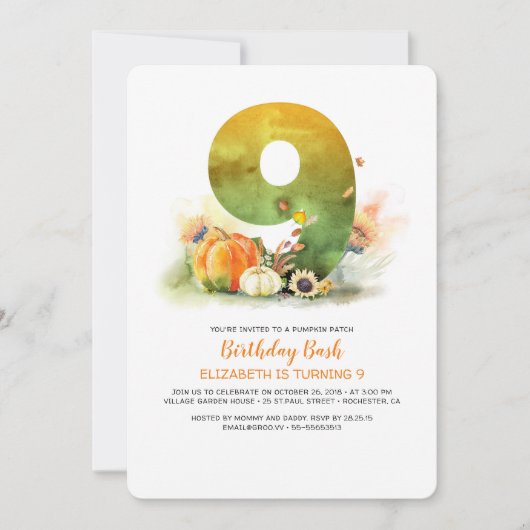 Citrouille Patch Anniversaire Bash Fall Invitation (Devant)