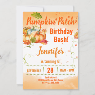 Citrouille Patch Anniversaire Bash Invitation