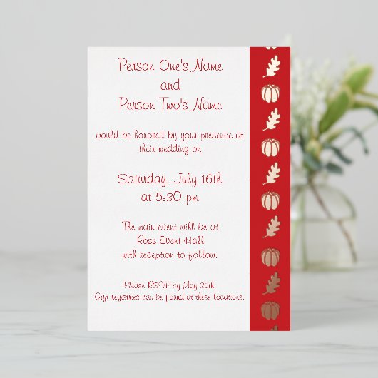 Citrouille Patch dans Cherry Foil Invitation (Debout devant)