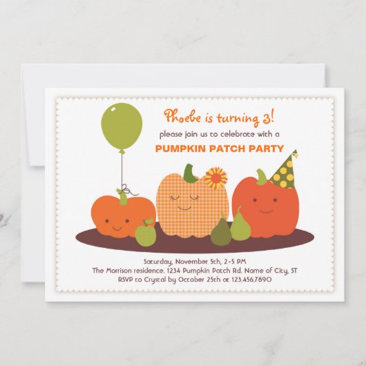 Citrouille Patch Invitation Anniversaire (Devant)