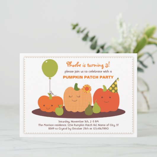Citrouille Patch Invitation Anniversaire (Debout devant)