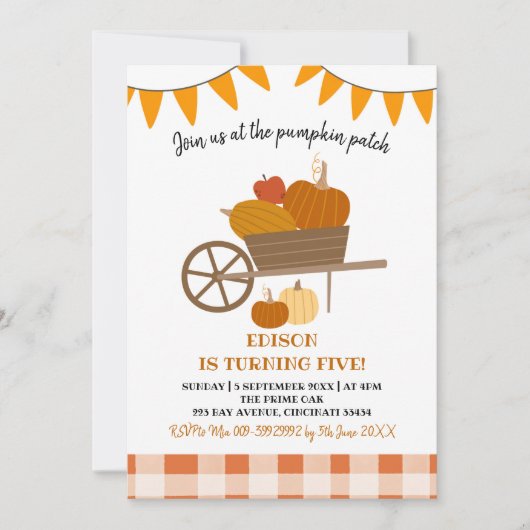 Citrouille Patch Invitation Anniversaire (Devant)