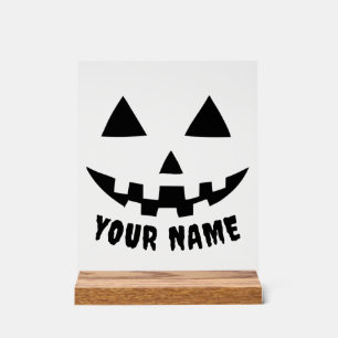 Citrouille personnalisé Halloween Nom noir et blan