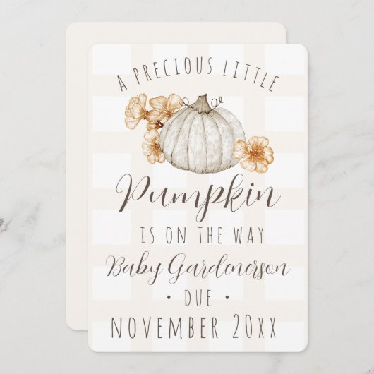 Citrouille photo pour bébé d'automne Faire-part (Devant / Derrière)