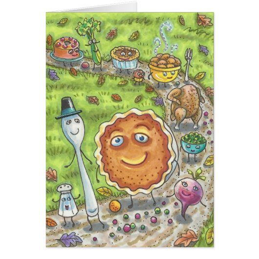 CITROUILLE PIE PARADE THANKSGIVING GREETING CARD B (Devant)