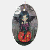 Citrouille Pixie Vampire Mignon Ornement d'Hallowe (Gauche)