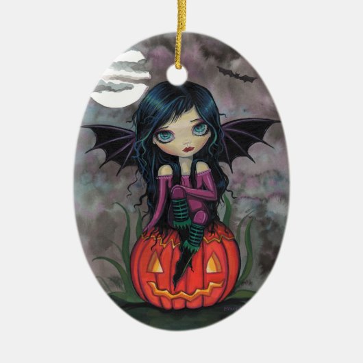 Citrouille Pixie Vampire Mignon Ornement d'Hallowe (Devant)
