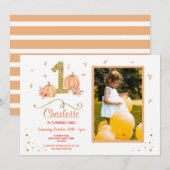 Citrouille Premier anniversaire Invitation photo d (Devant / Derrière)