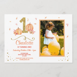 Citrouille Premier anniversaire Invitation photo d